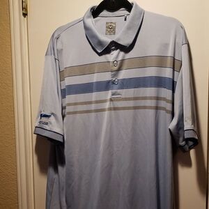 Callaway Men's Light Blue Polo with Stripes